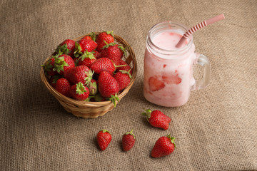 Strawberry yogurt with strawberries