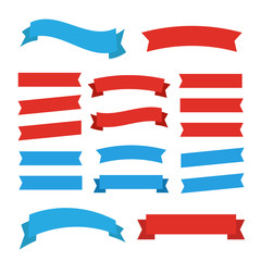 Cartoon ribbon set vector illustration. Banner ribbon vector set. Colored ribbon for decoration