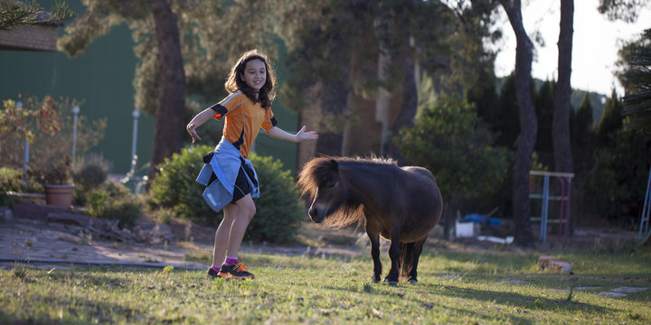 Ni&ntilde;a con poni