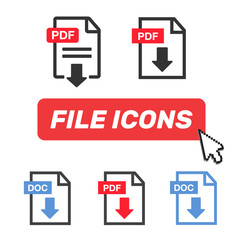 File download icon. Document icon set. PDF file download icon