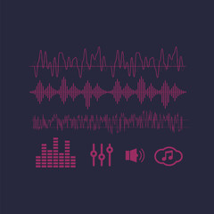 Naklejka premium Vector sound waves. Audio equalizer technology