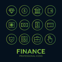 Business vector icons. Finance and analytics, startup and creative idea vector icons