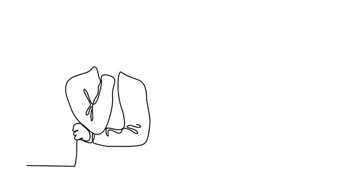 Self drawing animation of thinking man - continuous line drawing