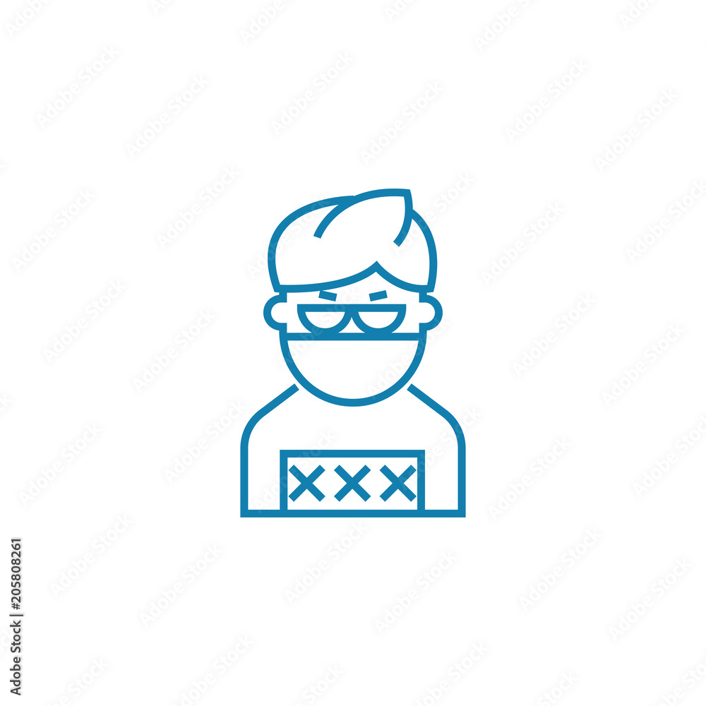 Poster hacker line icon, vector illustration. hacker linear concept sign.