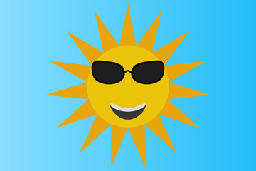 Sol con gafas de sol y alegre.
