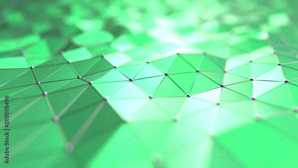 Poster moving abstract green polygons. loopable motion background