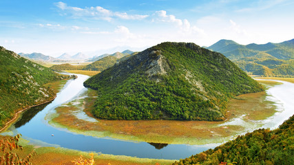 Fototapeta premium Panoramic landscape of Skadar Lake, Montenegro