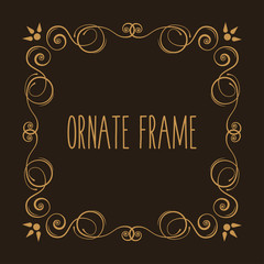 Vintage stylish flourish ornate frame. Calligraphic floral swirls. Decorative page decoration. Wedding invitation, Save the date card, Greeting card. Vector.