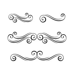 Fototapeta premium Decorative swirls. Curl, calligraphy flourish design elements. Ornate dividers. Romantic design element for wedding cards, in invitations and save the date cards. Vector.