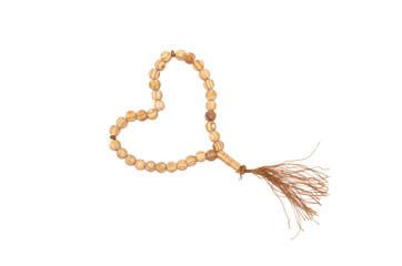 Chaplet rosary beads isolated on white background.