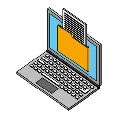 laptop folder file data isometric design vector illustration