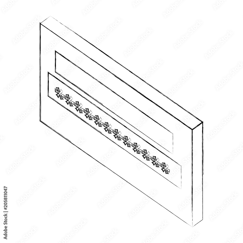 Poster cyber security password code isometric design vector illustration sketch