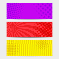 Comic book light horizontal banners