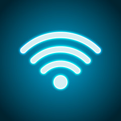 wi-fi icon. Neon style. Light decoration icon. Bright electric symbol