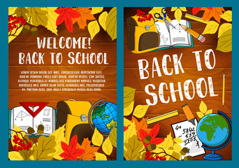 Back to School vector autumn season poster