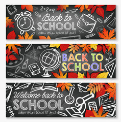 Back to School vector education season banners