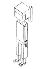 female character avatar user isometric design vector illustration sketch