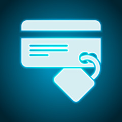 credit card security. simple silhouette. Neon style. Light decoration icon. Bright electric symbol