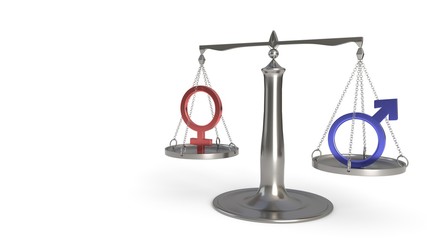 Man and woman concept of balance, 3d rendering