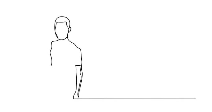 Self drawing animation of frustrated man - single line drawing