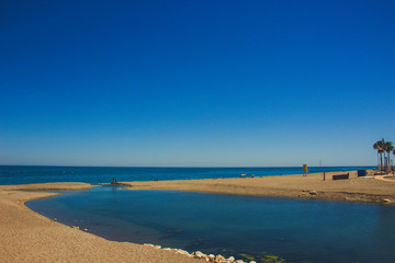 Beach. A sunny day on the beach of Fuengirola. Malaga province, Andalusia, Spain. Picture taken – 15 may 2018.