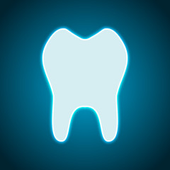 tooth. simple icon. Neon style. Light decoration icon. Bright electric symbol