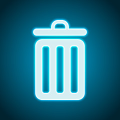 trash bin. simple icon. Neon style. Light decoration icon. Bright electric symbol