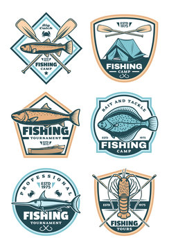 Fishing sport icons set