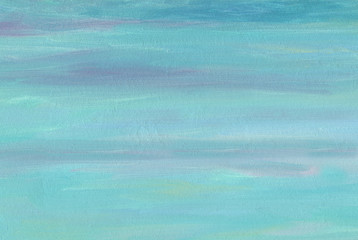 Solid and drawn artistic background. Sea sky with light clouds. Warm gray-blue tones. Oil painting.