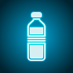 bottle of water, simple icon. Neon style. Light decoration icon. Bright electric symbol