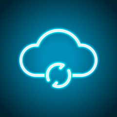 outline update simple cloud icon. linear symbol with thin outline. Neon style. Light decoration icon. Bright electric symbol
