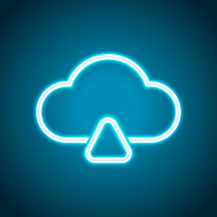 outline upload simple cloud icon. linear symbol with thin outline. Neon style. Light decoration icon. Bright electric symbol