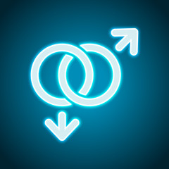 gender symbol. linear symbol. simple gay icon. Neon style. Light decoration icon. Bright electric symbol