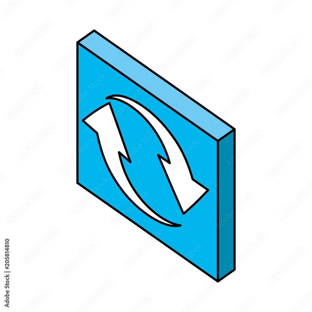 Poster reload arrows button web isometric vector illustration
