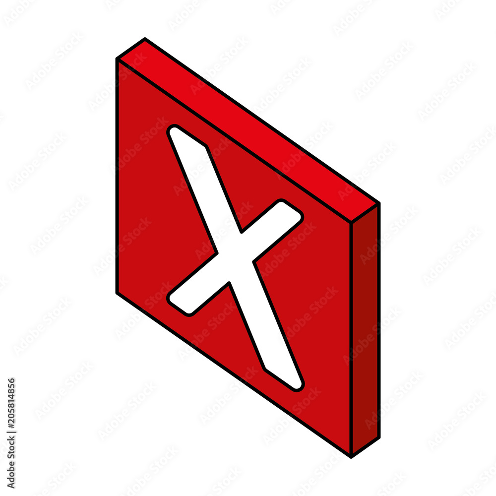 Poster error caution button web isometric vector illustration