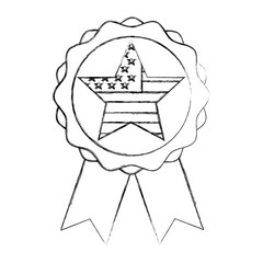 rosette star with flag american independence day vector illustration sketch