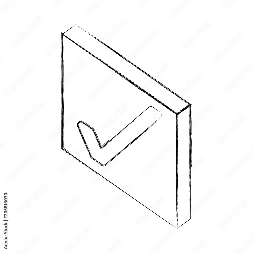 Poster checkmark ok button web isometric vector illustration sketch