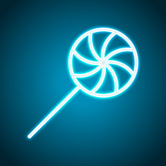 candy icon. Neon style. Light decoration icon. Bright electric s