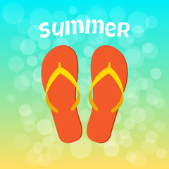 Summer banner with orange flip flop. Vector illustration