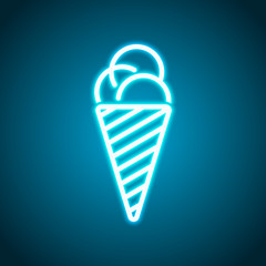ice cream icon. Neon style. Light decoration icon. Bright electr