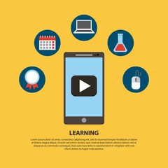 smartphone app learning online education vector illustration