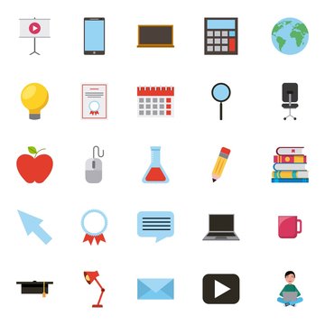 learning online education set icons pattern vector illustration