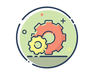 gear setting icon design illustration,line filled style design, designed for web and app