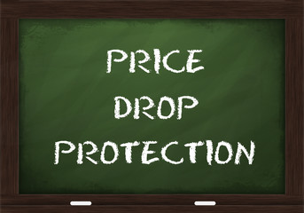 Price drop protection sign on chalkboard