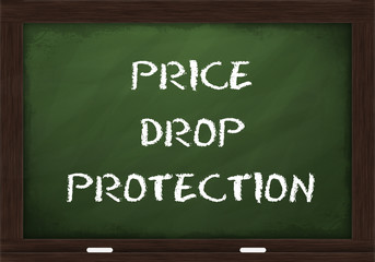 Fototapeta premium Price drop protection sign on chalkboard