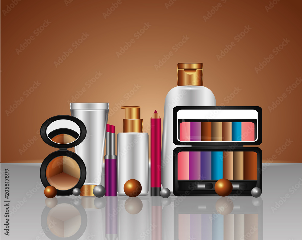 Canvas Prints spray cream tube cosmetic makeup products vector illustration