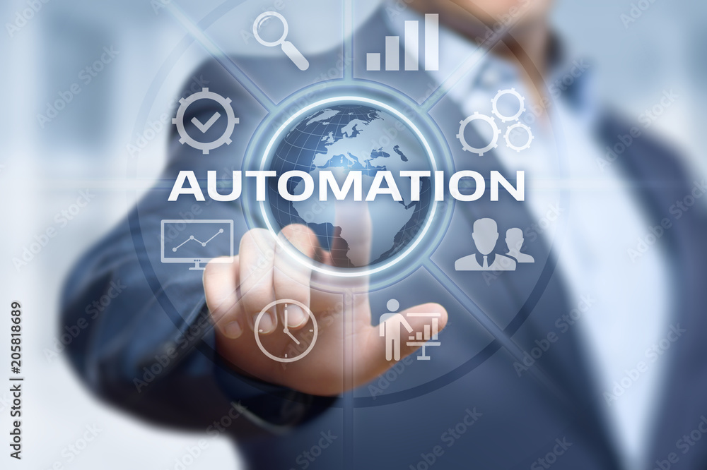 Aufkleber automation software technology process system business concept
