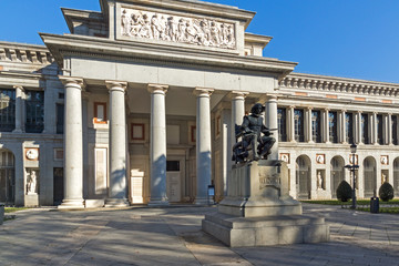 Velazquez Statue in front of Museum of the Prado in City of Madrid, Spain