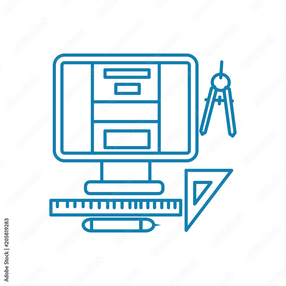 Poster web design line icon, vector illustration. web design linear concept sign.