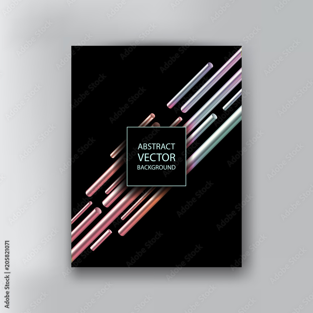 Poster abstract 3d geometric background with cylinder shapes. vector realistic illustration of holographic 